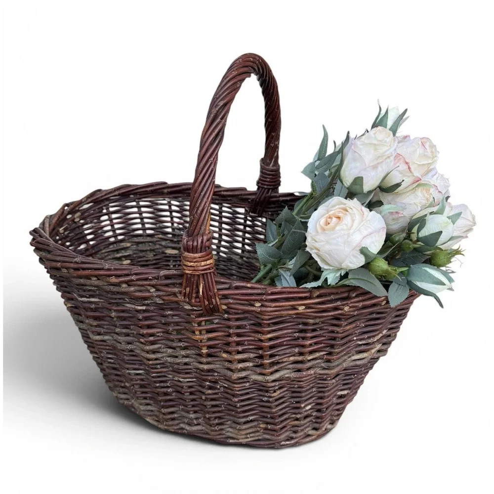 VTG Market Basket French Country Wicker Woven 18